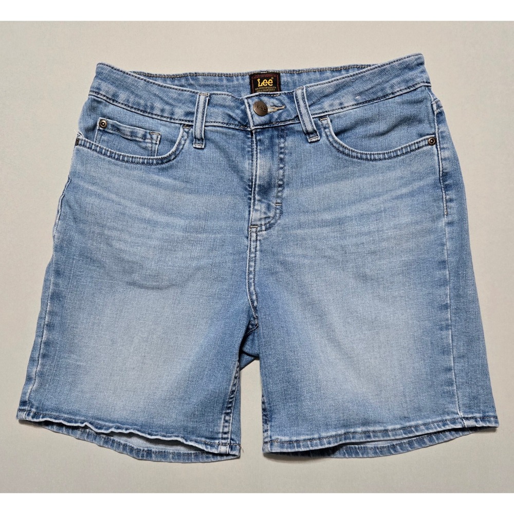 Lee Denim Jeans Women's 8 Blue Regular Medium Fit Leg Button Zip Cotton